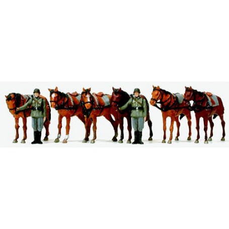 2 soldiers figurines + 6 horses Figure